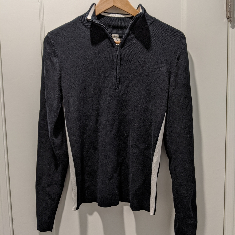 Vtg 100% Cotton Ralph Lauren Stripe Quarter Zip